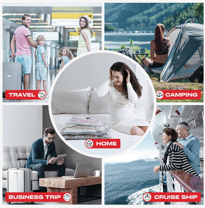 Travel Vacuum Storage Bags with Rechargeable USB Pump, 9 Pack Carry-On Size Compression Packing Bags for Luggage and Suitcase, Space Saver for Clothes and Clothing Travel