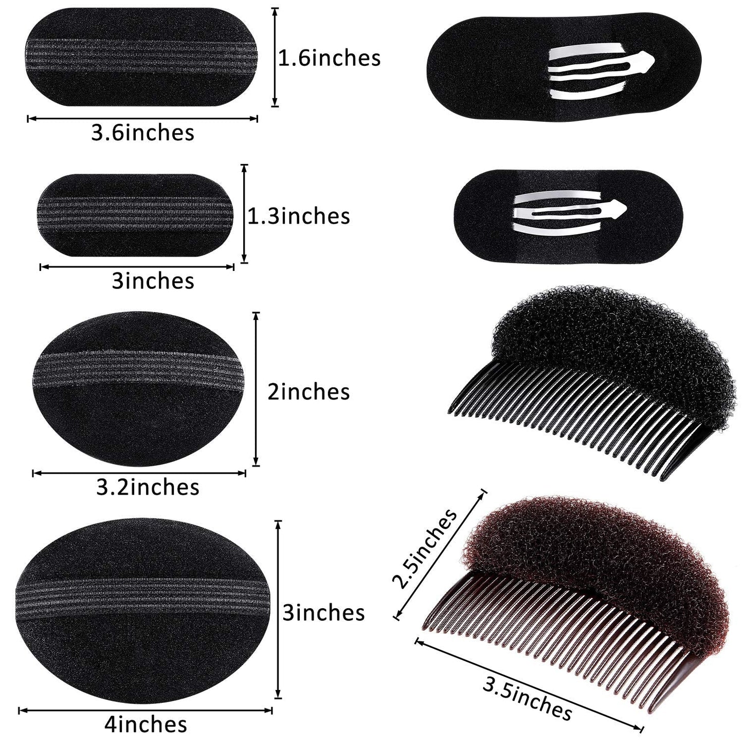 WILLBOND Hair Styling Accessories Bump It up Volume Hair Base Set of 8 Sponge Insert, Include Bun Maker and Styling Braid Tool for Women DIY Hairstyle