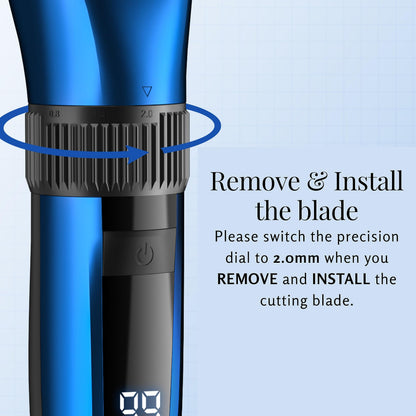 BarberBoss Cordless Self-Sharpening Beard & Hair Trimmer - Waterproof with Ceramic Blades, LED Display, Fast Charging, and 8 Color Comb Attachments QR-2082
