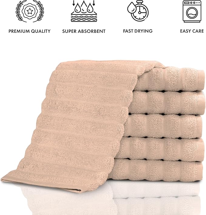 Classic Turkish Towels CTT Luxurious 100% Turkish Cotton Washcloths 6 Pack