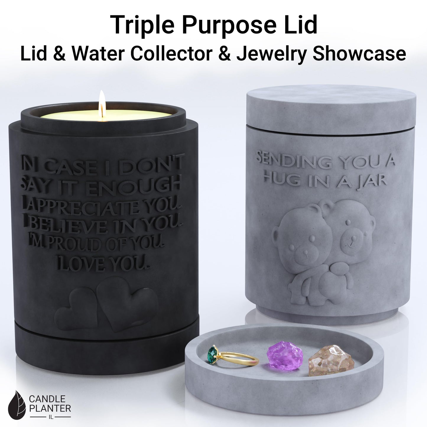 Candle Planter Triple Purpose Romantic, Aromatherapy Candles - Natural Soy Wax, Long-Lasting 50-Hour Burn, Apple Scents - Gifts for Him, Her,Cool, Couple, Husband and Wife Birthday Gift Ideas