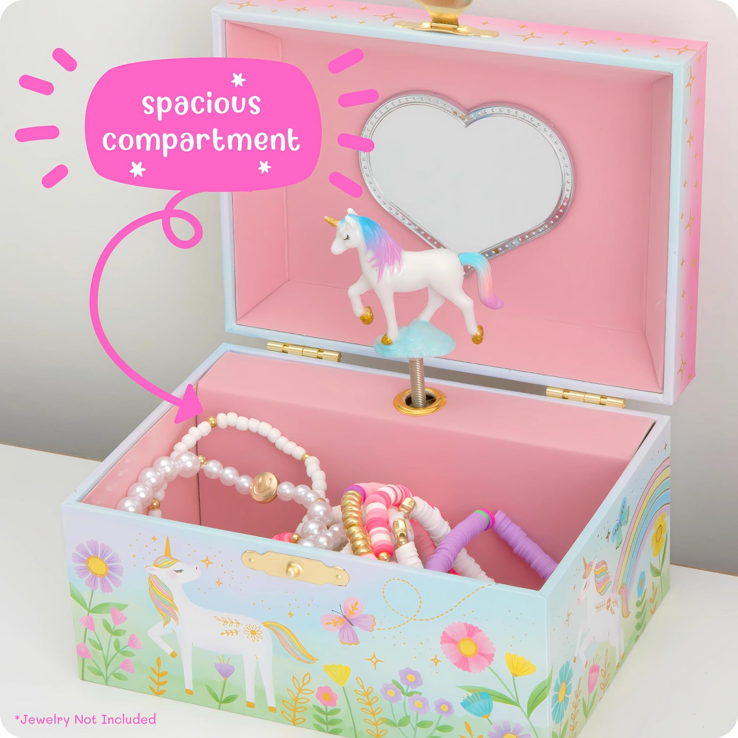 Musical Unicorn Jewellery Box - Gifts for Girls Age 4-6, 15.2 x 11.8 x 8.9 cm