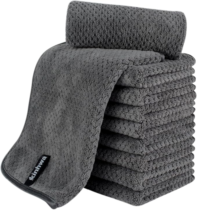 KinHwa Microfiber Hand Towels for Bathroom Soft and Absorbent Face Towels Grey