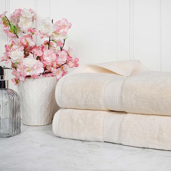 SUPERIOR Egyptian Cotton Pile Bath Sheet Set of 2, Ultra Soft Luxury Towels