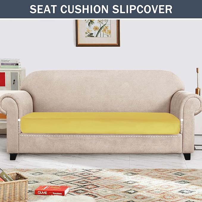CONRUSER Stretch Cushion Cover, Soft Velvet Plush Cushion Slipcovers Loveseat
