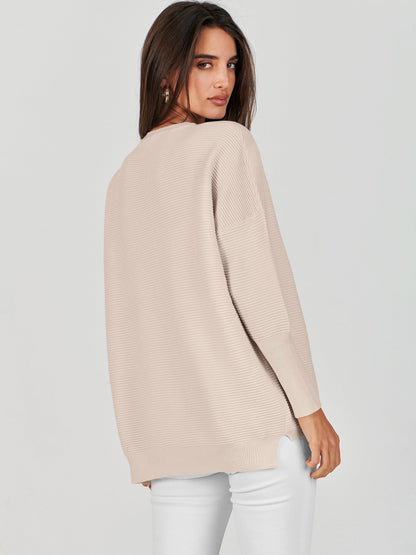 ANRABESS Womens Oversized Batwing Long Sleeve Ribbed Knit Sweaters 2025 Fall Outfits