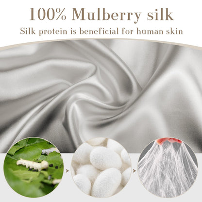 100% Mulberry Silk Sleep Mask Eye Mask for Women Man with Adjustable Band, for Side Sleeper Blackout Sleep Mask for Travel Rest and Office Large Size (Taupe)