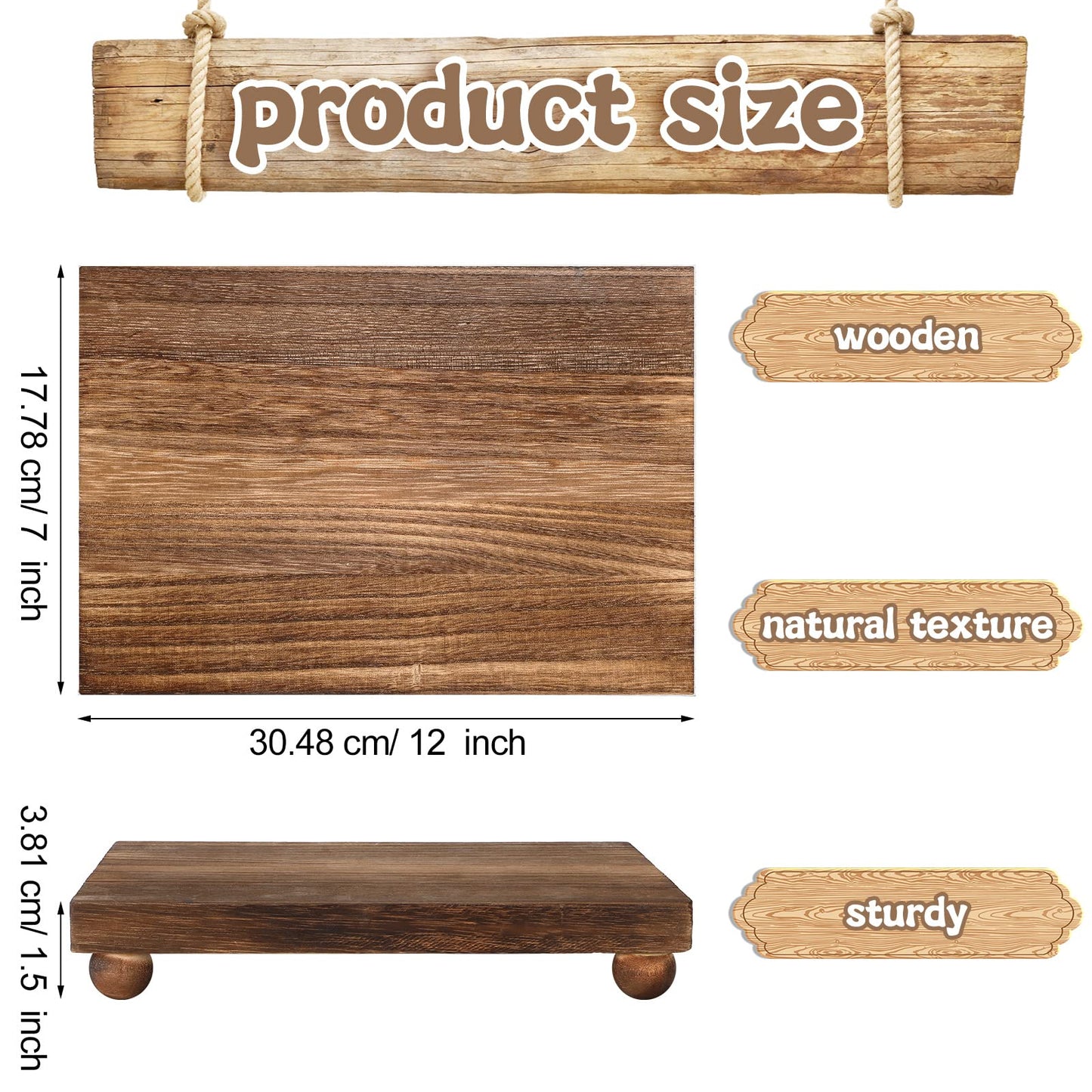 Amyhill Wood Pedestal Stand Kitchen Soap Tray Farmhouse Wooden Riser Stand for Kitchen Bathroom Counter Table Decor Plant Candle Vases Display(Classic,Dark Brown,12 x 7 Inch)