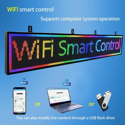 JINBLIZZARD P10 77"X14"Programmable Led Sign Custom Scrolling Outdoor Digital Display Signs For Business Electronic Message Board Creen Panel Wifi Control Advertising Signage