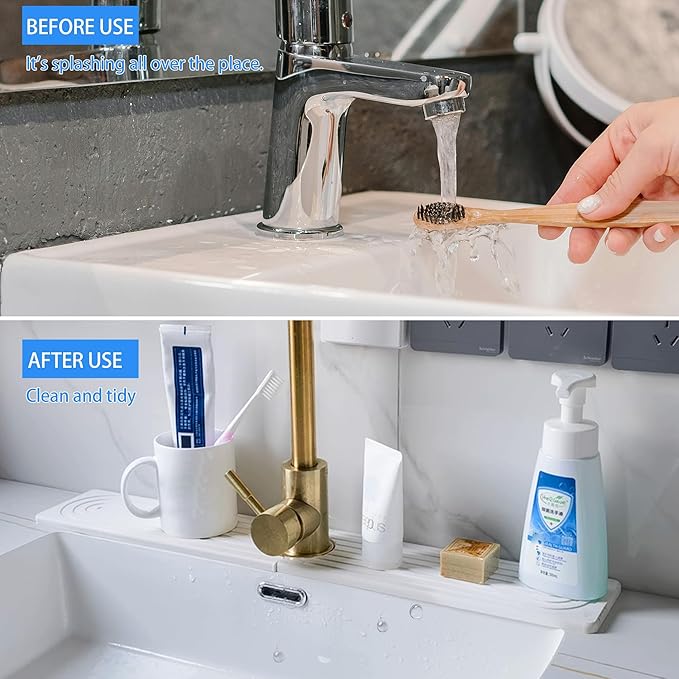 Kitchen Sink Faucet Mat, Diatomaceous Earth Quick Dry Sink Splashback Drying Mat