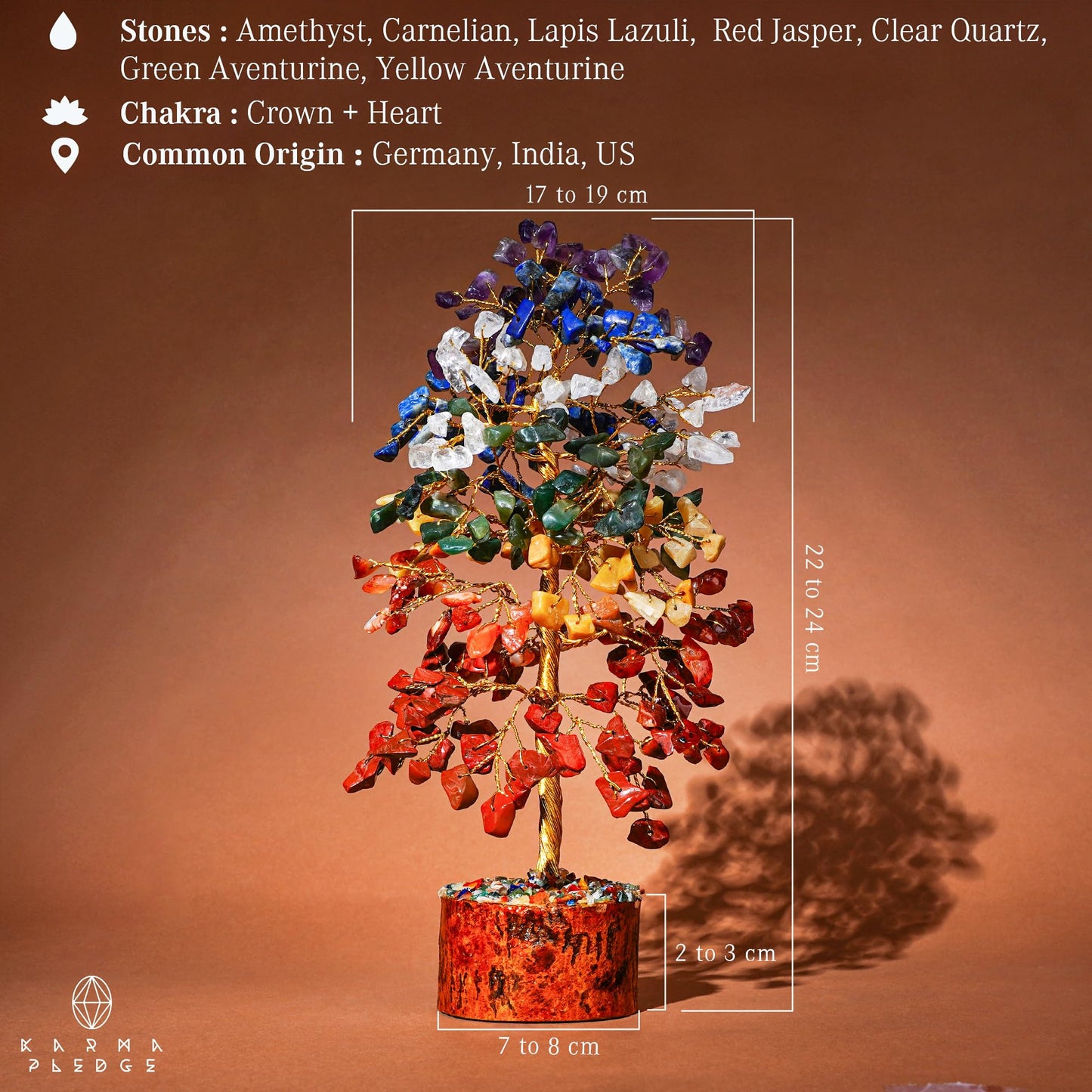 7 Chakra Healing Crystal Tree of Life for Manifestation, Handmade Crystal Tree for Good Luck, Positive Energy, Reiki, Home Office Room Wall Decor, Unique Birthday Gift for Women, Men, Mom & Dad