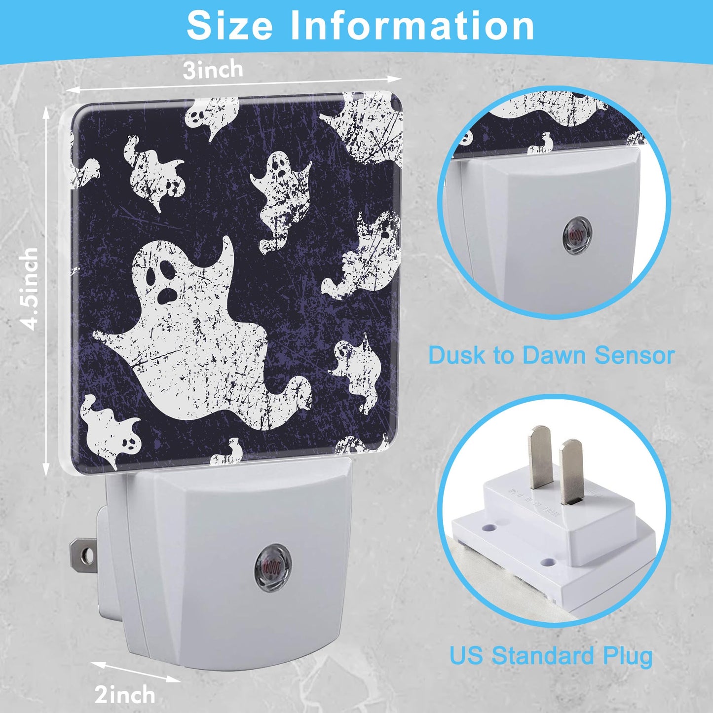 KXWQTRDD Halloween Ghosts Funny Night Light Plug into Wall,Night Lights with Dust to Dawn Sensor,Auto Turn on and Off,Glow Nightlight for Bathroom,Bedroom,Kitchen,Stairs,Hallway