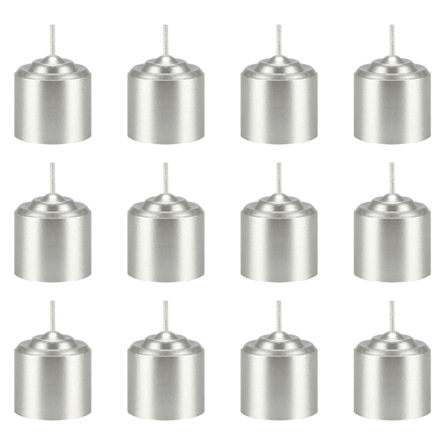 Mega Candles 12 pcs Unscented Silver Votive Candles, Hand Poured Wax Candle 10 Hours 1.38 Inch x 1.5 Inch, Home Décor, Wedding Receptions, Centerpieces, Occasions, Events, Meditations, Holders