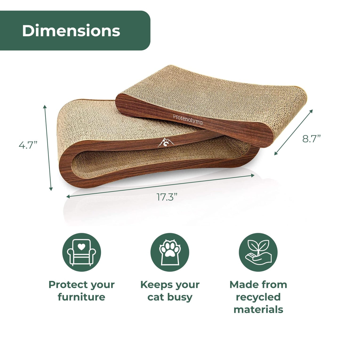 Pfotenolymp Premium Scratching Board/Scratch Lounge for Cats - Scratcher/Cat Scratching Pad - with Corrugated Board & Catnip - Cardboard Scratching Board