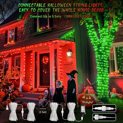 JMEXSUSS 200 LED String Lights Outdoor for Christmas Decor, Red & Green Christmas Lights Clear Wire, 11 Modes Connectable Twinkle String Light Plug in for Garden Home Xmas Decorations