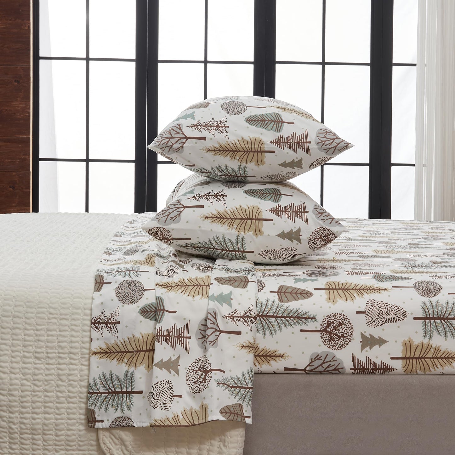 Great Bay Home Twin Size Microfiber Sheet Set - 3-Piece Lodge Bed Sheets - Ultra-Soft and Smooth Brushed Microfiber Woodland Decor Bedding (Forest Trail)