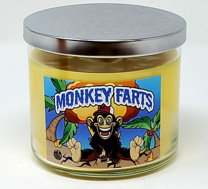 Monkey Farts Candle ~ Premium 100% All Natural Soy Candle ~ Funny Candle with Amazing Scent (Large 3 Wick)