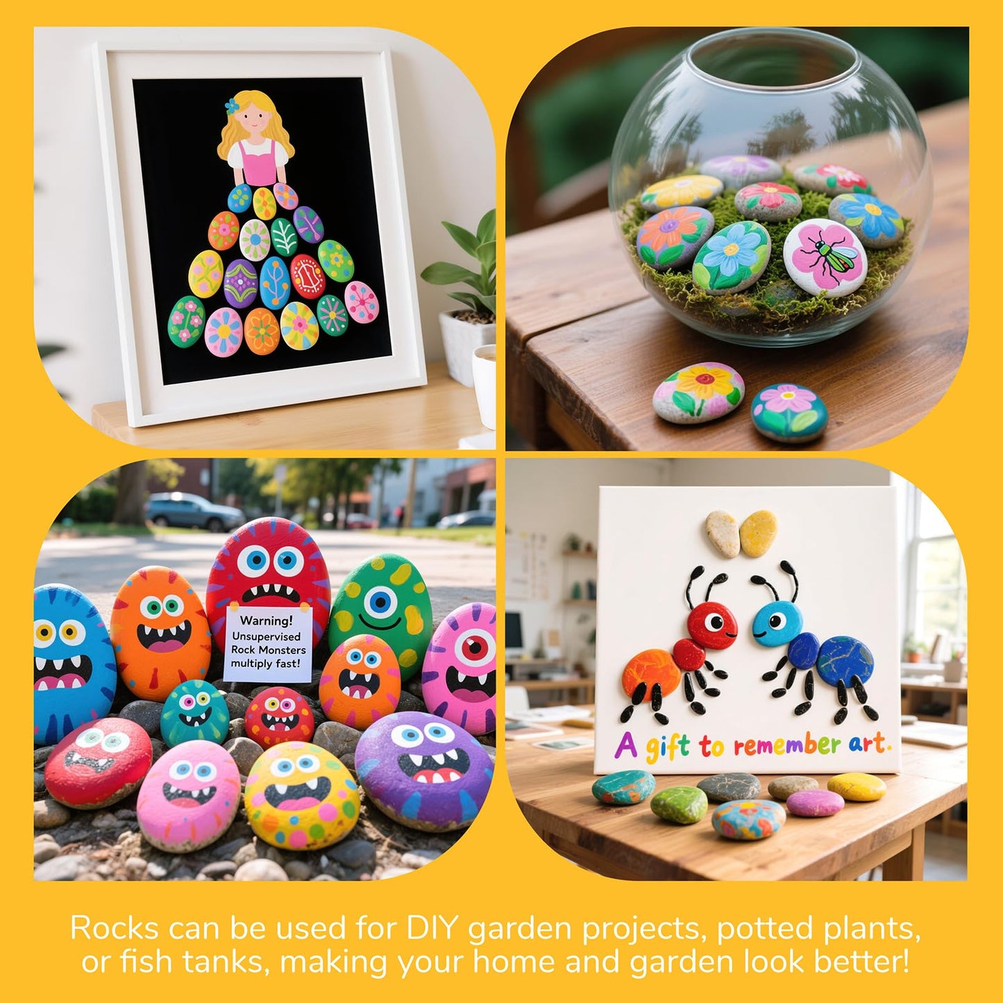 Simetufy 15pcs Rocks for Painting, 5pcs of Each 2-3in, 3-4in, 4-5in, Flat & Smooth River Rocks for Arts & DIY, Kindness Painting Stones for Kids, Garden Deco