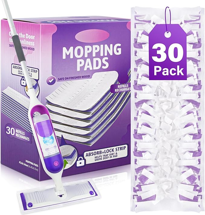 Mop Pads Refills for Swiffer Power Mop: 30 Pcs Wet Dry Disposable Pad for