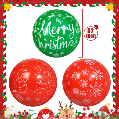 TaoQ C 3 PCS 32 Inch Christmas Inflatable Balloons PVC Large Christmas Inflatable Outdoor Balls for Xmas Garden Lawn Yard Holiday Front Door Decoration