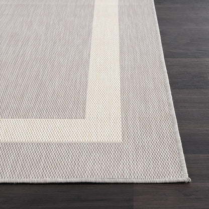 CAMILSON Outdoor Rug 6x9,Modern Outside Rugs for Patios Porches Waterproof Durable Washable Non-Shedding, Easy-to-Clean Indoor Outdoor Area Carpet (6 x 9, Bordered - Gray/White)
