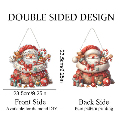 DIY Acrylic Diamond Art Painting Wreath Kits Special Shaped Rhinestone 5D Diamond Art Window Pendants Home Garden Wall Hanging Kits Hanging Ornament (Father Christmas)