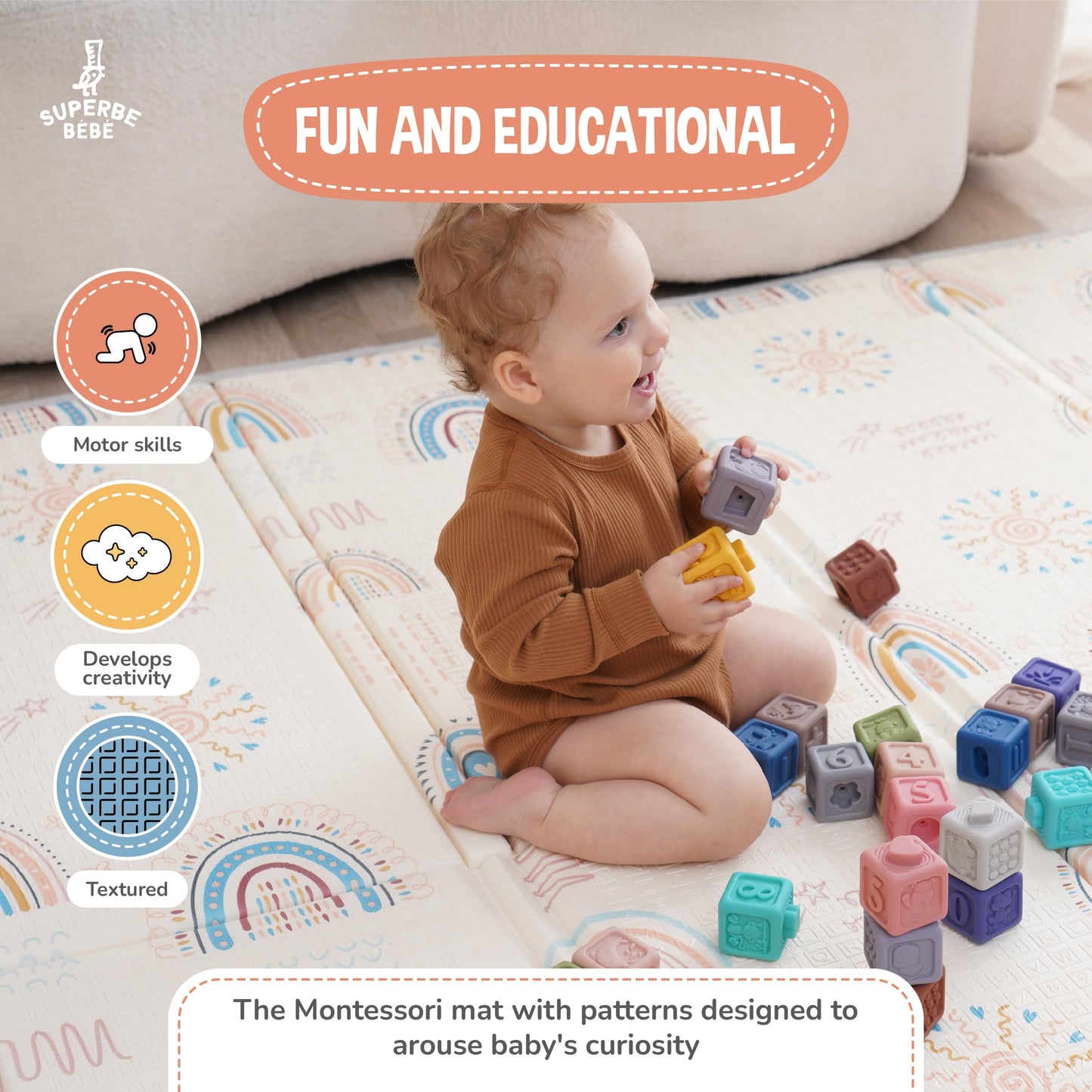 Baby Play Mat 150x180x1cm - Tummy Time Mat - XXL Large Size Baby Play Gym - Foldable Play Mat - Waterproof Foam Baby Play Mat Floor Mat For Kids Toddlers Children - Baby Mats For Floor Play