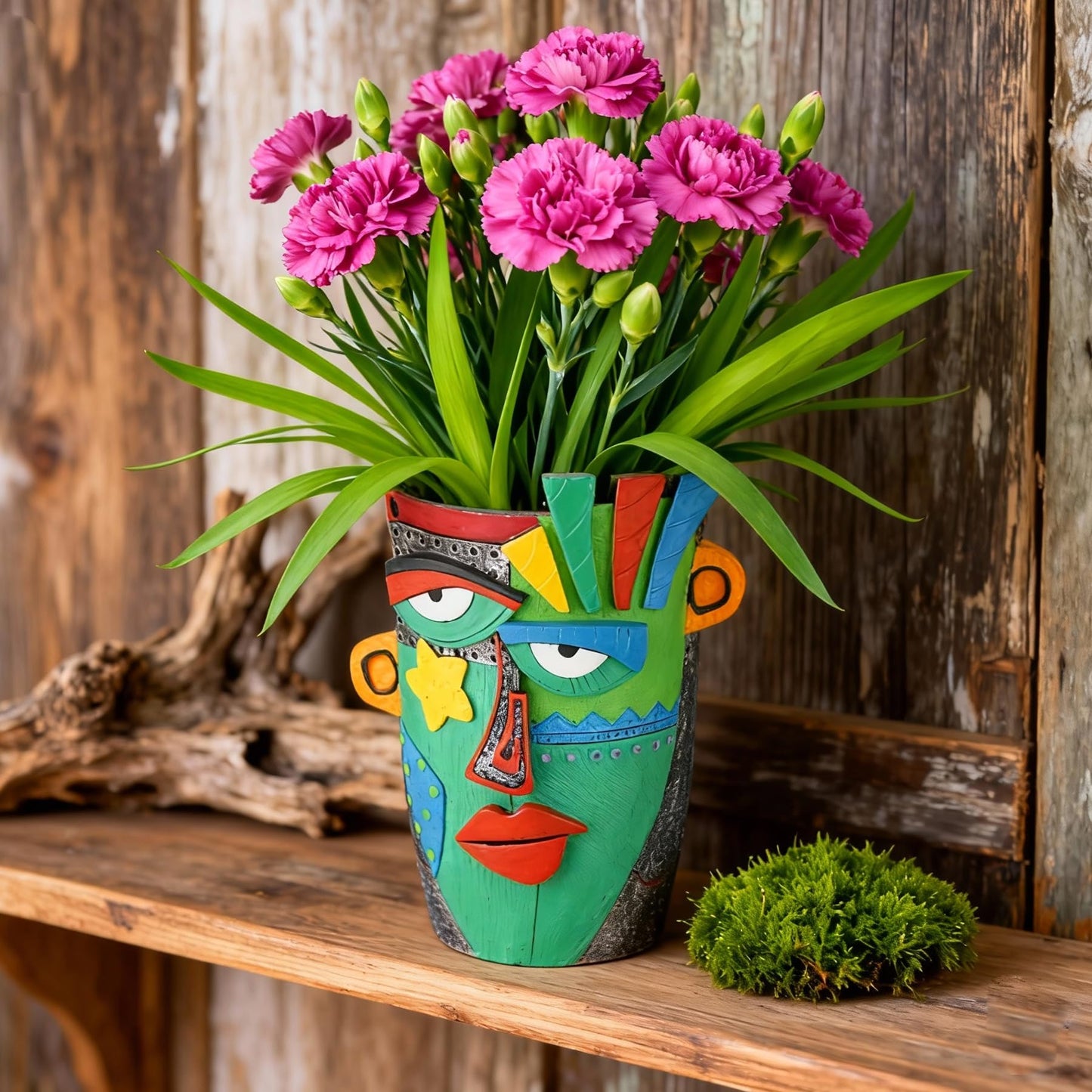 U WONDERFUL Unique Flower Pots - Abstract Picasso Face Plant Pots, Funky Planters with Drainage for Indoor Plants, Cool Head Planter for Outdoor Garden & Home Decor