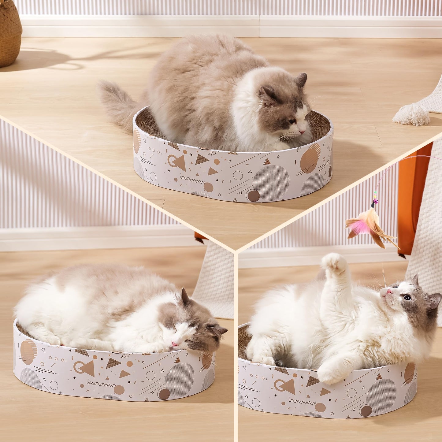 Oval Sturdy Cat Scratching Cardboard Pad Breathable Cat Scratch Pad, Cat Scratching Cardboard for Indoor Cats, Furniture Protecter