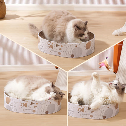 Oval Sturdy Cat Scratching Cardboard Pad Breathable Cat Scratch Pad, Cat Scratching Cardboard for Indoor Cats, Furniture Protecter