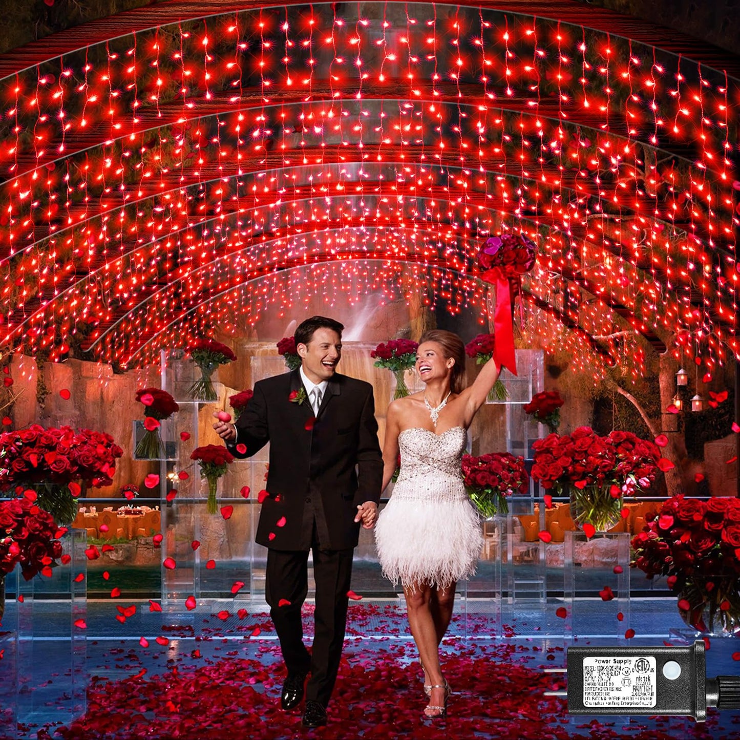 Vivideal 33ft Red Christmas Lights - 400 LED Icicle Lights for Outside & Indoor Use, 8 Modes Timer, Waterproof for House, Yard, Eave, Patio, Wedding, Party & Holiday Decoration