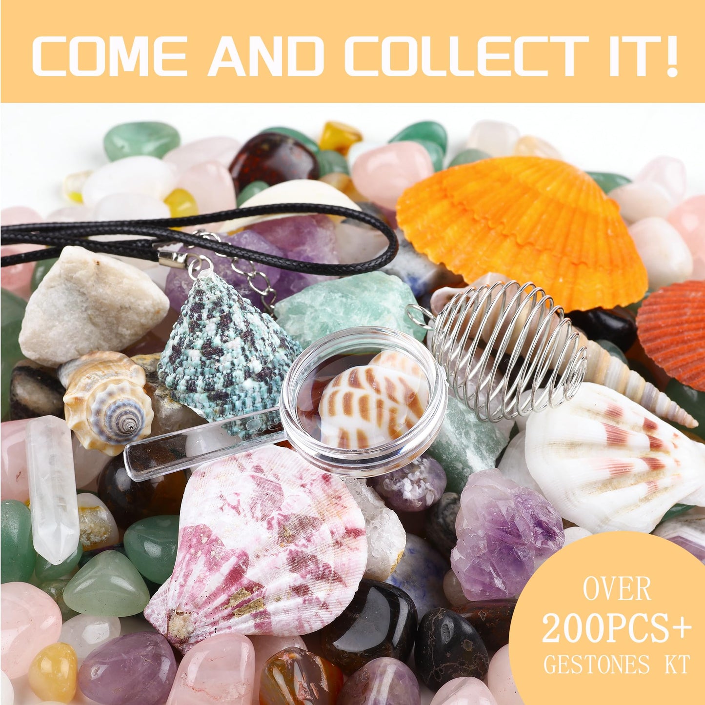 FORBY 200Pcs Natural Crystals Stones Set & Healing Crystal Set Rock Collection Raw Stones Geodes & Tumbled Stones Set for Decoration Chakra Reiki Gift Balancing Energy Kids Beginners