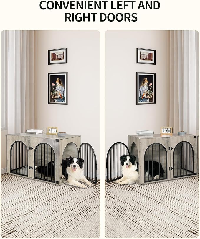 Hzuaneri 39.4" Wooden Dog Crate Furniture, Indoor Dog Kennel Dogs Cage