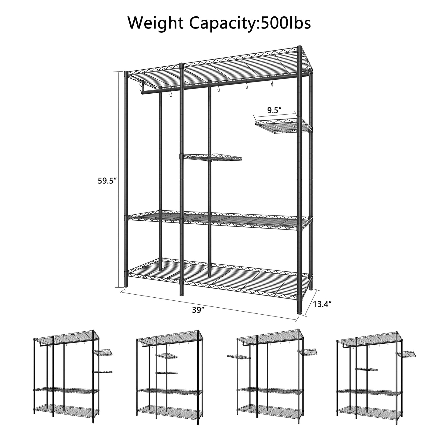 Xiofio 5-Tier Plant Stand for Indoor Outdoor, Large Reinforced Plant Shelf for Hanging Multiple Plants Plant Rack ,Adjustable Plant Stand Suitable for Bedroom Living Room Balcony Garden,Black