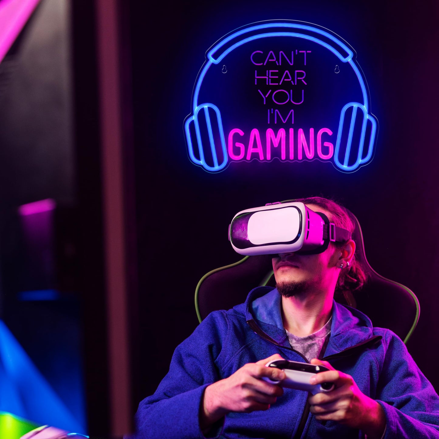 Kavaas Gaming Neon Sign, Can't Hear You I'm Gaming Headset LED Sign for Game Room Wall Decor - Headphone Neon Light Signs - Best Gamer Gifts for Teen Boys, Kids