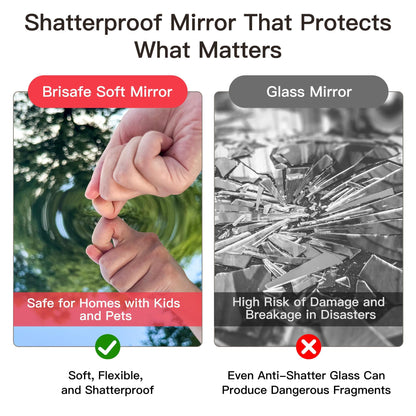 brisafe Full Length Mirror with 360° Wheels, 87"x79" Foldable Floor Mirror with Nano-Tech Shatterproof Film - Ultra-Large Mobile Mirror for Home Gym, Dance Studio & Commercial Spaces (Black)