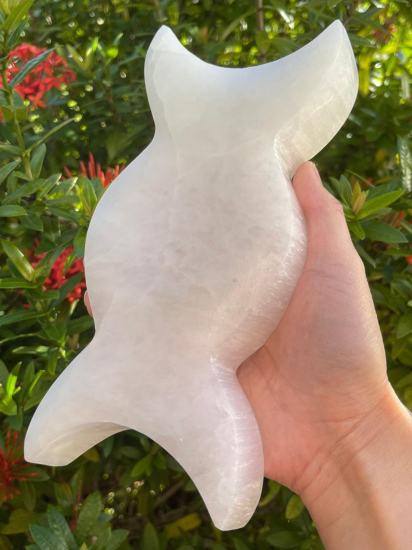GAF TREASURES 8" Triple Moon Selenite Bowl, Gemstone Carved Selenite Crystal, Meditation Bowl, Reiki Bowl, Jewelry Holder, Crown Chakra, Cleansing, Charging, Healing