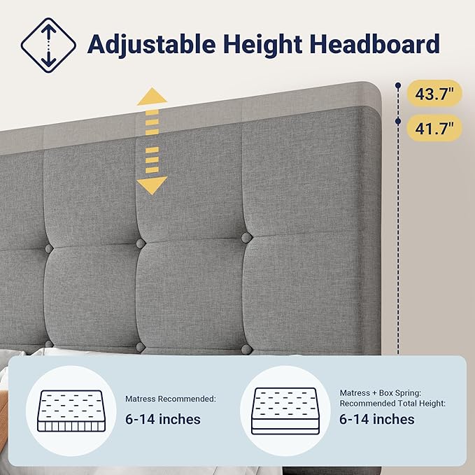 Allewie Upholstered Queen Size Platform Bed Frame