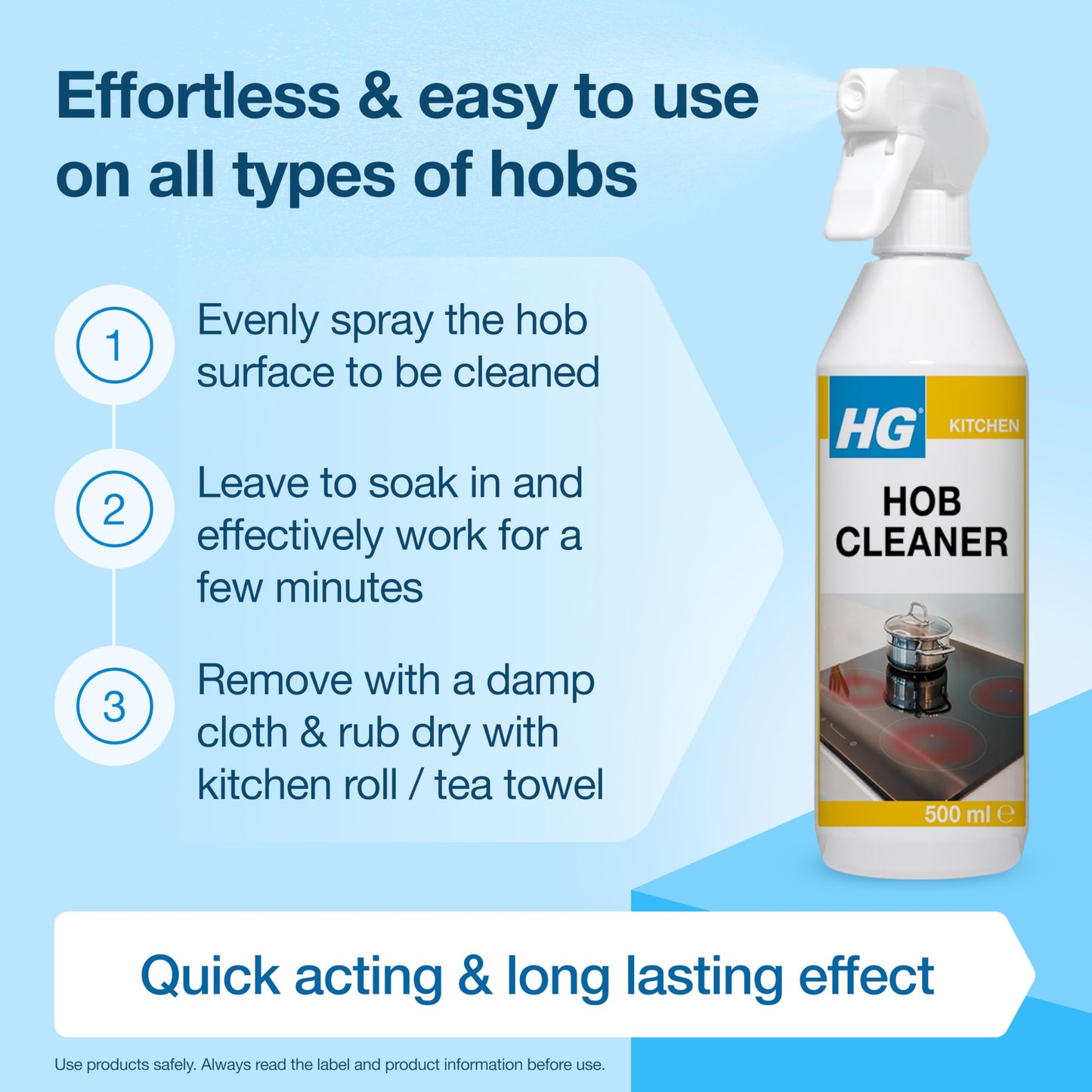 HG Hob Cleaner Spray, Induction, Ceramic & Gas Hob Shine & Degreaser – 500ml