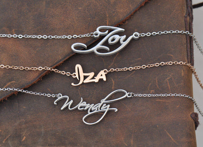 HUAN XUN Custom Name Necklace Personalized Initial Necklaces in Golden Silver