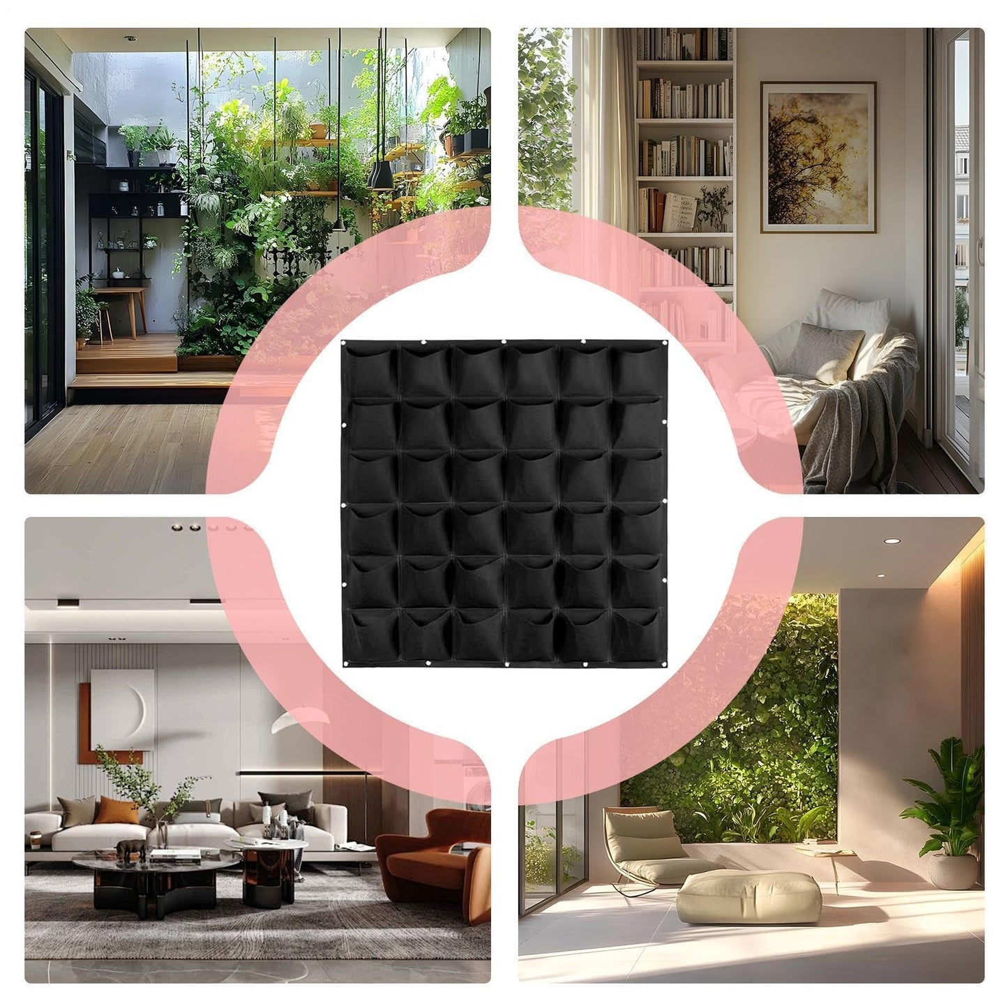 Living Wall Planter | 36 Pockets Vertical Gardening Greening Flower Container,Hangable Grow Bags,for Vegetable Tomato Yard Outdoor Indoor Fence Home Balcony