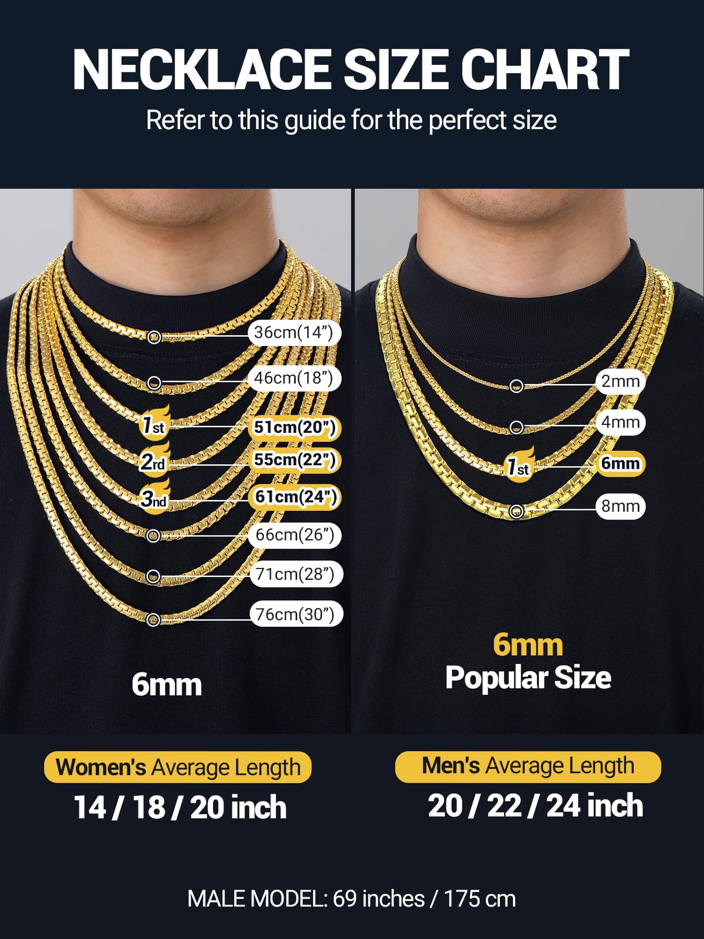 PROSTEEL 2mm Thin Gold Chain Mens Necklace Stainless Steel Male Jewelry Long Chain 26inch