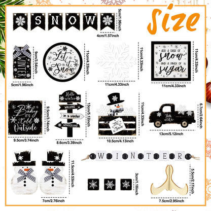 Vercraft 18 Pcs Graduation Tiered Tray Decorations Class of 2026 Tiered Tray Decor Black White Grad Wooden Signs Farmhouse Table Shelf Decoration for Graduation Party Supplies(Black and White)