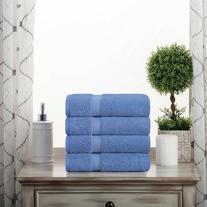 SUPERIOR Egyptian Cotton Pile Hand Towel Set of 4, Ultra Soft Luxury Towels