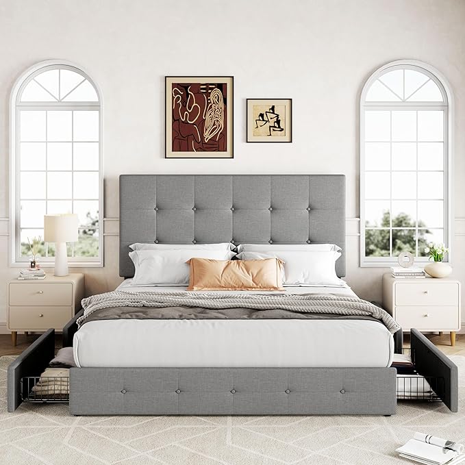 Allewie Upholstered Full Size Platform Bed Frame