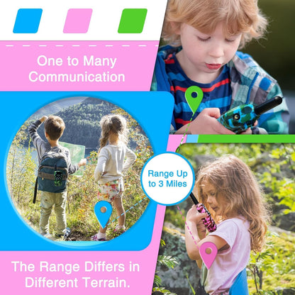 Walkie Talkies for Kids Toys for Boys Girls 4-6, 3 Miles Range Walkie Talkie to Camping, Outdoor 4 Year Old Girl Birthday Gifts for 3 4 5 6 7 Year Old Boy Girl Gifts Age 6-8 (Blue&Pink&Yellow)