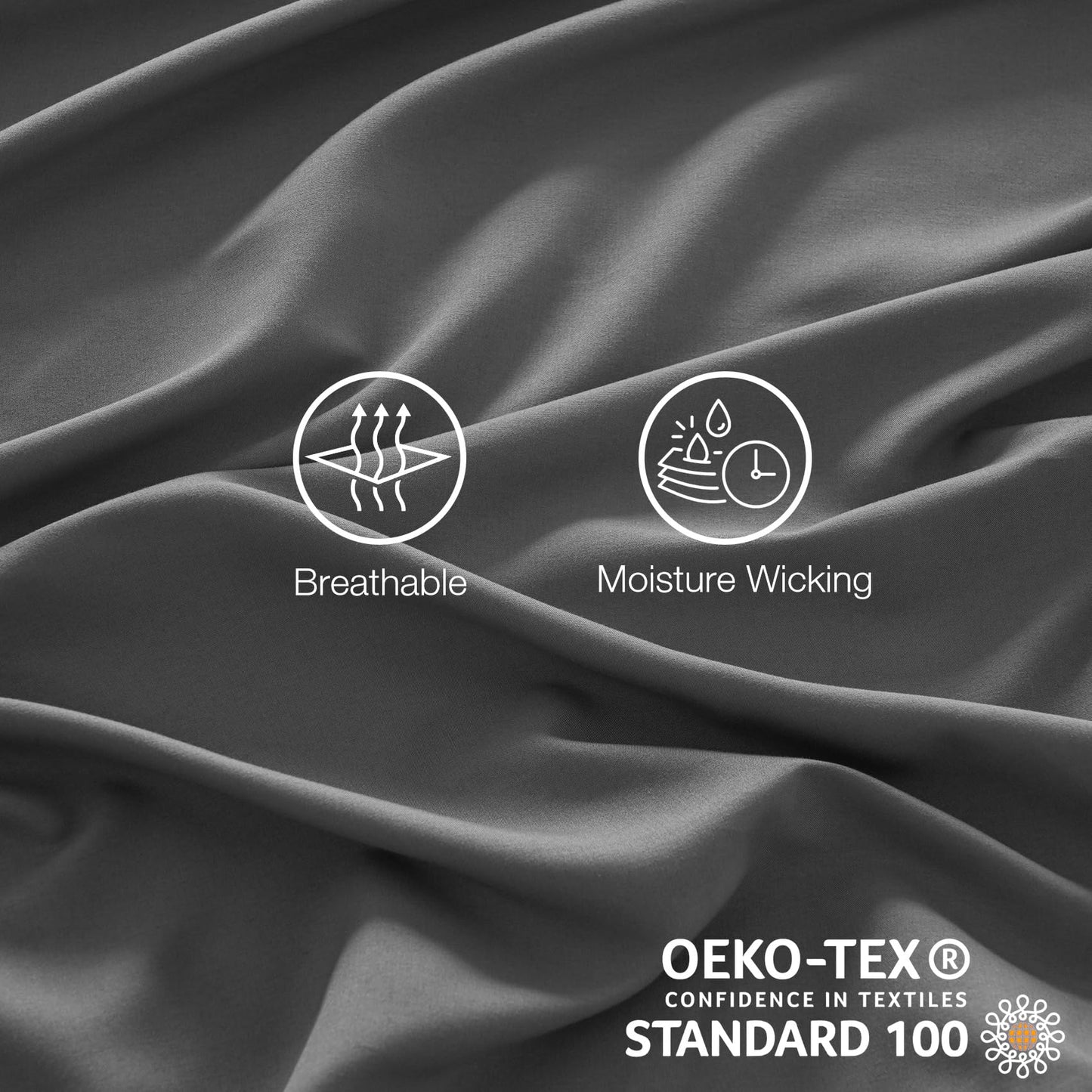 Yibeizi Queen Sheet Set Cooling Sheets Deep Pocket Queen Size Bed Sheets Set, Grey Soft Microfiber Oeko-Tex Sheets & Pillowcases Hypoallergenic Wrinkle Free Bedsheets