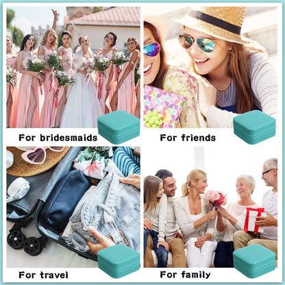 12 Pcs Small Jewelry Box Mini Travel Jewelry Case Bridesmaid Gift Pu Leather Jewelry Travel Organizer Small Jewelry Box Mini Storage Organizer Storage Box for Women Girls Bridesmaid Proposal Gift