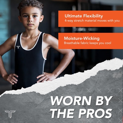 Takedown Wrestling Singlet for Boys – Lightweight Youth Compression Fit Wrestling Gear for Powerlifting (Blue, X-Small)