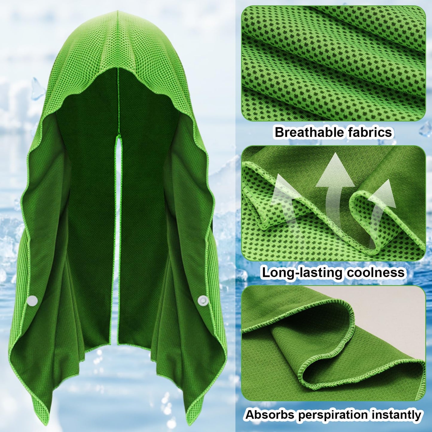 Sdfvsdg 4 Pack Cooling Hoodie Towels Cooling Towels for Neck and Face Quick Drying Sweat Towel Wraps Cooling Head Neck Wraps Sun Protection for Hot Summer Weather Sport Workout